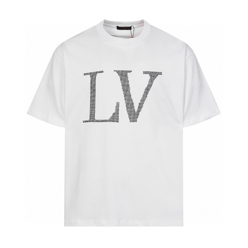 LVC055 High quality men's and women's pure cotton summer short sleeved T-shirt with diamond inlay clothing