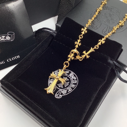 CHSN5 Classic men's and women's diamond studded cross necklace jewelry