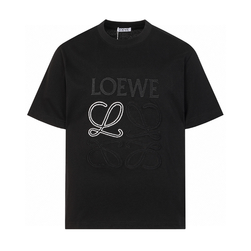 LOC42  High quality men's and women's pure cotton summer short sleeved T-shirt embroidered clothing