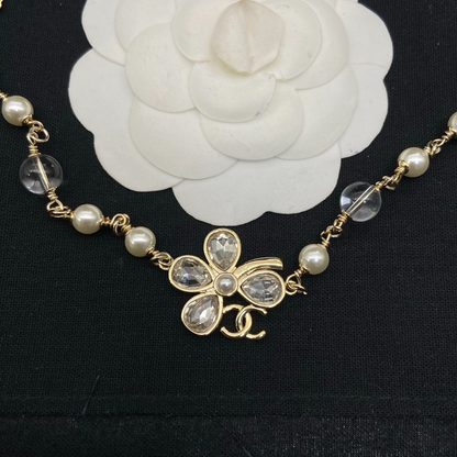 CHN105 Women's new four leaf clover crystal diamond necklace jewelry