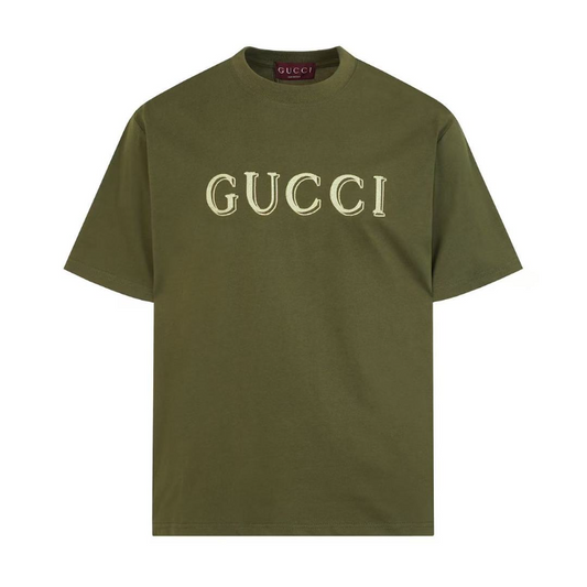 GUC02 High quality men's short sleeved heavy-duty embroidered T-shirt, pure cotton top Clothing