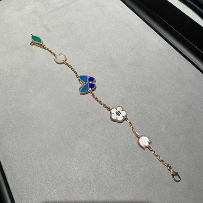 VAB101 Butterfly bracelet, high-end flower and green leaf necklace jewelry ring
