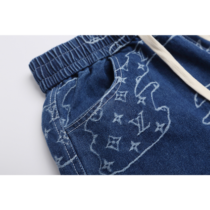 LVC210 New men's summer pure cotton denim style shorts casual shorts clothing