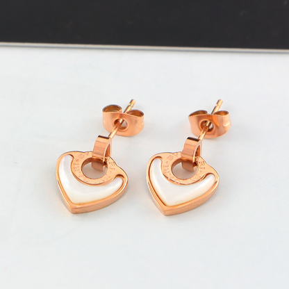 BVE4 heart-shaped titanium steel earrings jewelry