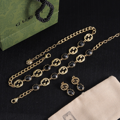 GUN8   Women's new fashion necklace bracelet earring set jewelry