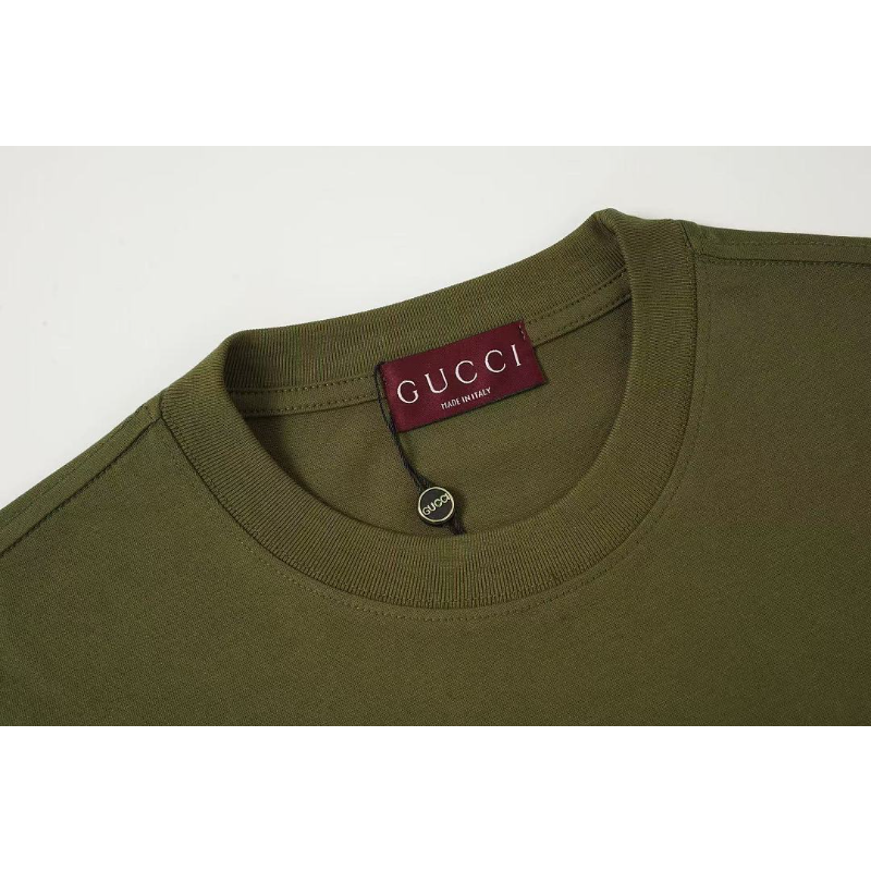 GUC02 High quality men's short sleeved heavy-duty embroidered T-shirt, pure cotton top Clothing