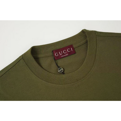 GUC02 High quality men's short sleeved heavy-duty embroidered T-shirt, pure cotton top Clothing