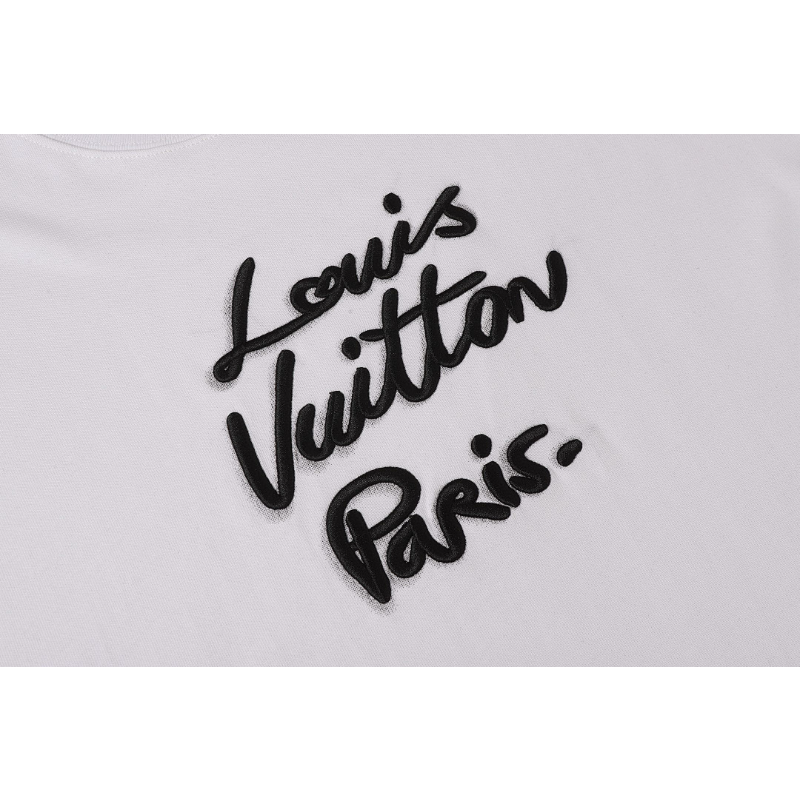 LVC056 High quality men's and women's pure cotton summer short sleeved T-shirt embroidered clothing