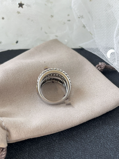 DY DJ060 Simple Multi layer Color Separation Ring Vintage Ring Jewelry copper with gold plated