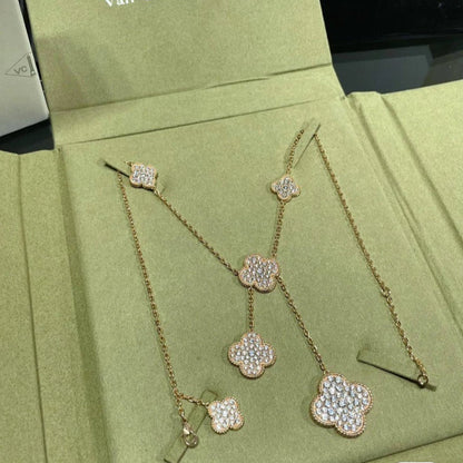 VAN45  New women's full diamond six flower necklace jewelry