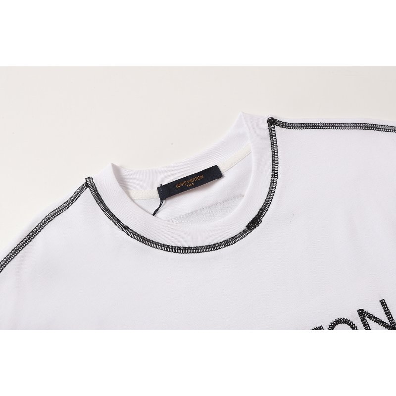 LVC165 High quality men's short sleeved heavy-duty embroidered T-shirt, pure cotton top Clothing