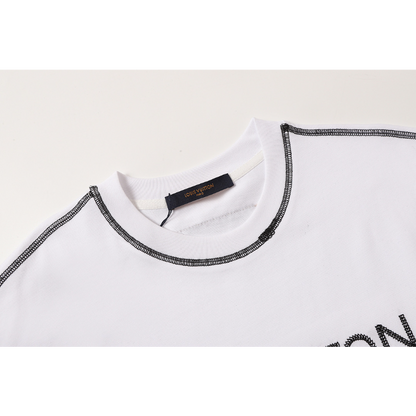LVC165 High quality men's short sleeved heavy-duty embroidered T-shirt, pure cotton top Clothing