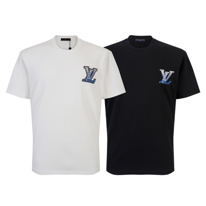 LVC168 New men's and women's summer pure cotton embroidered top T-shirt clothing