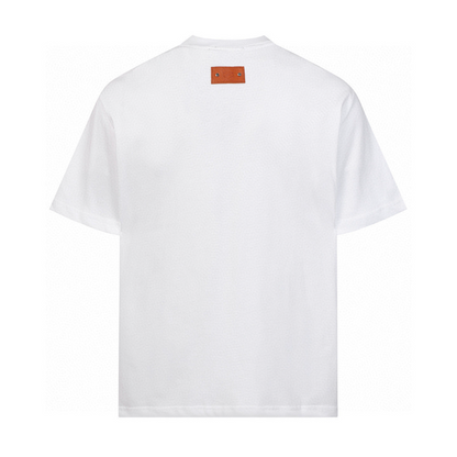 LOC44 High quality men's short sleeved heavy-duty embroidered T-shirt, pure cotton top Clothing