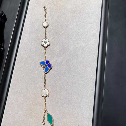 VAB101 Butterfly bracelet, high-end flower and green leaf necklace jewelry ring