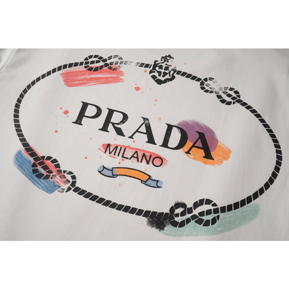 PRC32  New men's and women's summer pure cotton embroidered top T-shirt clothing
