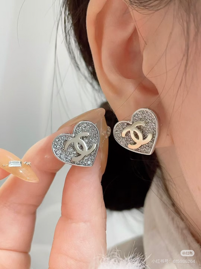 CHE85   Women's 26P Peach Heart Double Color Earnail Jewelry