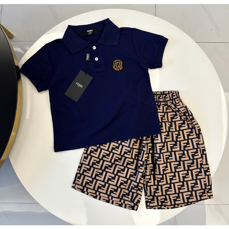TFDC1 New Boys' Summer Cotton Polo Top+Cotton Shorts Set Clothing