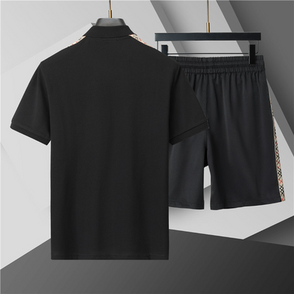 BUC010  New men's summer embroidered polo top+shorts two-piece set Clothing