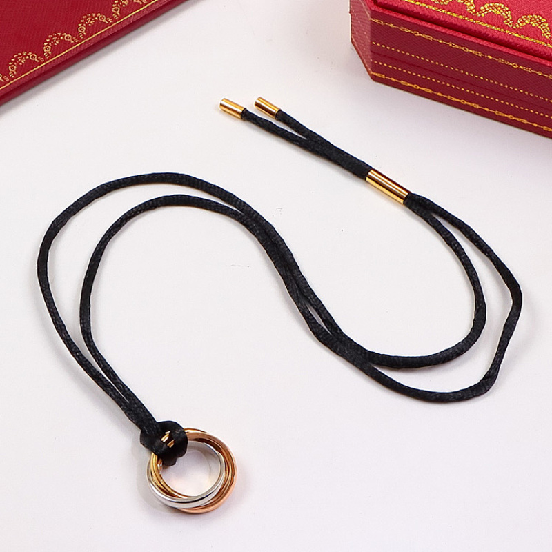 CAN38 Classic Three Ring Necklace for Men and Women, Couple's Necklace, Stainless Steel Gilded Jewelry