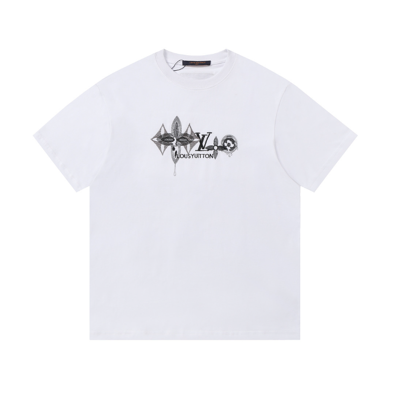 LVC158 High quality men's short sleeved heavy-duty embroidered T-shirt, pure cotton top Clothing