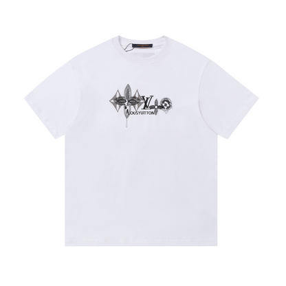 LVC158 High quality men's short sleeved heavy-duty embroidered T-shirt, pure cotton top Clothing
