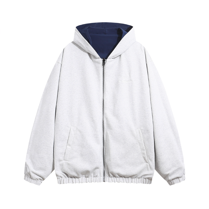 BAC105 New men's and women's autumn and winter double-sided hooded jackets, knitted hoodies, flower gray front and back assault jackets, windproof jackets, clothing