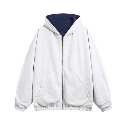 BAC105 New men's and women's autumn and winter double-sided hooded jackets, knitted hoodies, flower gray front and back assault jackets, windproof jackets, clothing