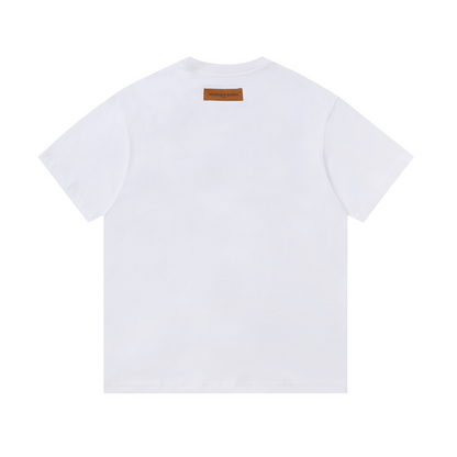 LVC158 High quality men's short sleeved heavy-duty embroidered T-shirt, pure cotton top Clothing