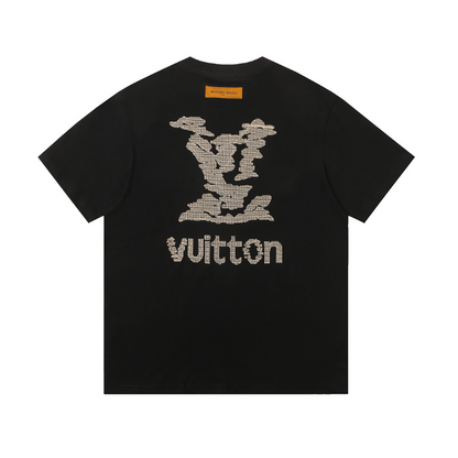 LVC157 High quality men's short sleeved heavy-duty embroidered T-shirt, pure cotton top Clothing