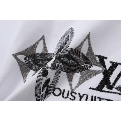 LVC158 High quality men's short sleeved heavy-duty embroidered T-shirt, pure cotton top Clothing
