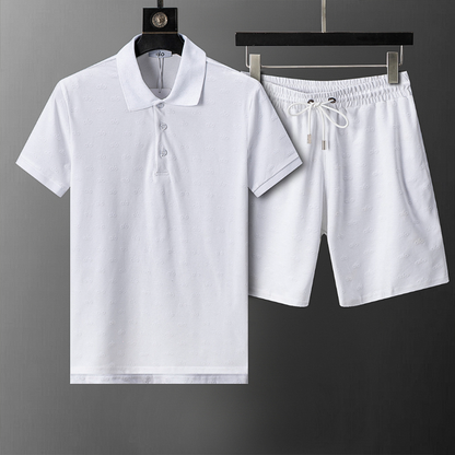 ALOC5 New Men's Summer Cotton Top+Shorts Set Clothing