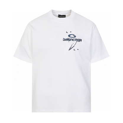 BAC40 High quality men's short sleeved heavy-duty embroidered T-shirt, pure cotton top Clothing