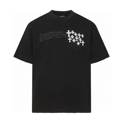 KLC10 High quality men's short sleeved heavy-duty embroidered T-shirt, pure cotton top Clothing