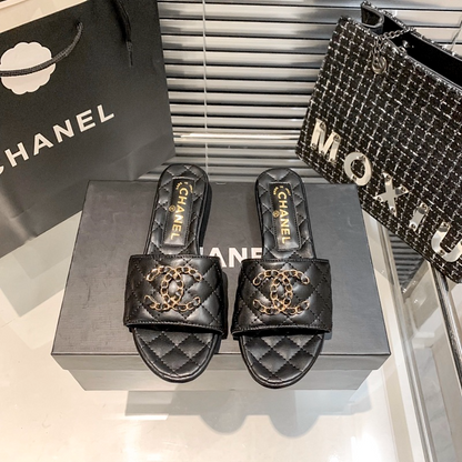 MCS06 Synthetic Leather slippers 35-40 Shoes With box
