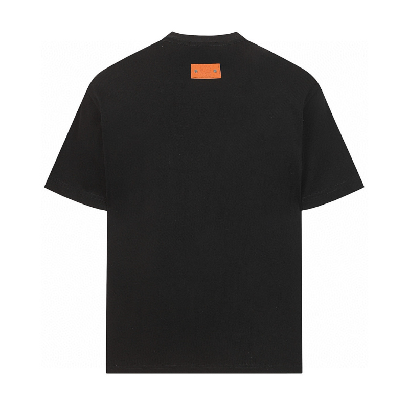 LOC44 High quality men's short sleeved heavy-duty embroidered T-shirt, pure cotton top Clothing