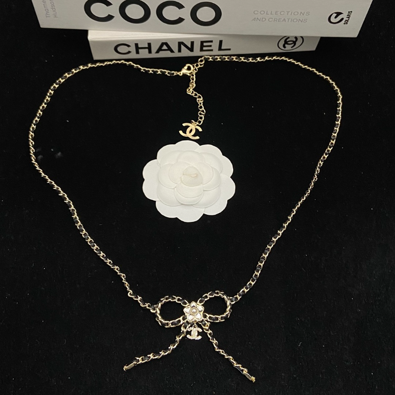 CHN119  Women's new gold double C leather chain bow waist chain/sweater chain jewelry