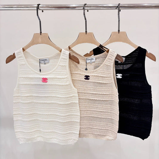 CHC51 Crew-neck three-dimensional jacquard knitted vest clothes