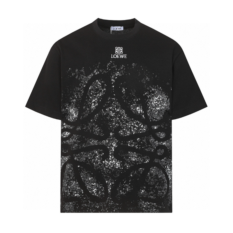 LOC44 High quality men's short sleeved heavy-duty embroidered T-shirt, pure cotton top Clothing