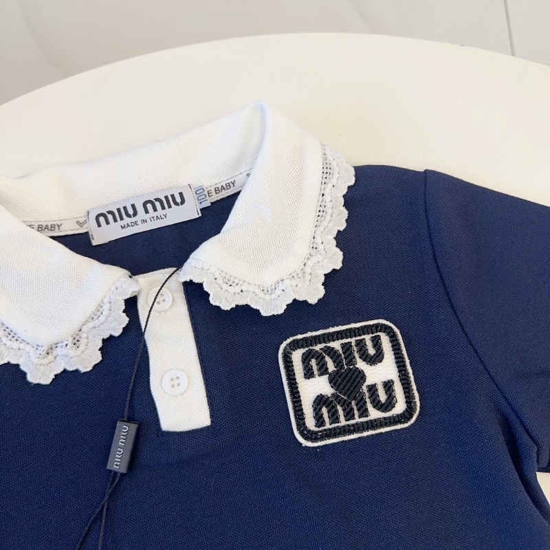 TMIUC2 New girls' summer cotton collar top+cotton shorts set Clothing