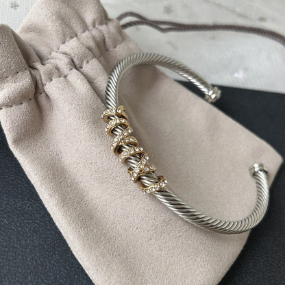 DY    DVB2   Exquisite twisted wire 5m diamond inlaid bracelet 5a zircon couple cable jewelry
