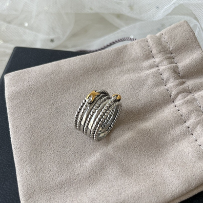 DY DR14 Simple Multi Layer Twisted Wire Ring, Copper Plated Jewelry
