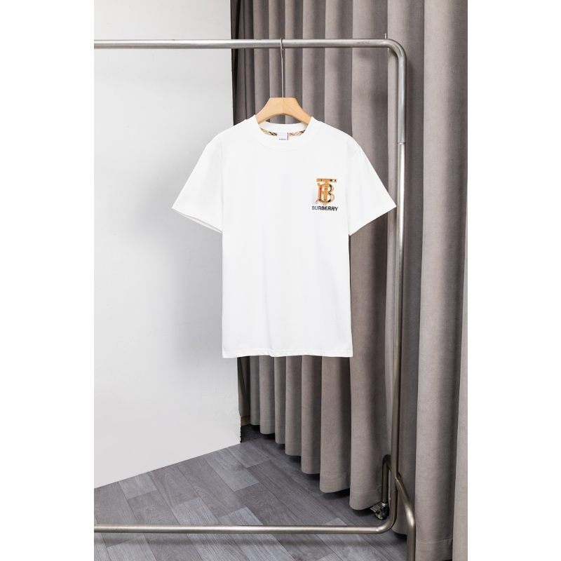BUC035 New men's and women's summer T-shirts with double yarn, pure cotton fabric, embroidered short sleeved clothing