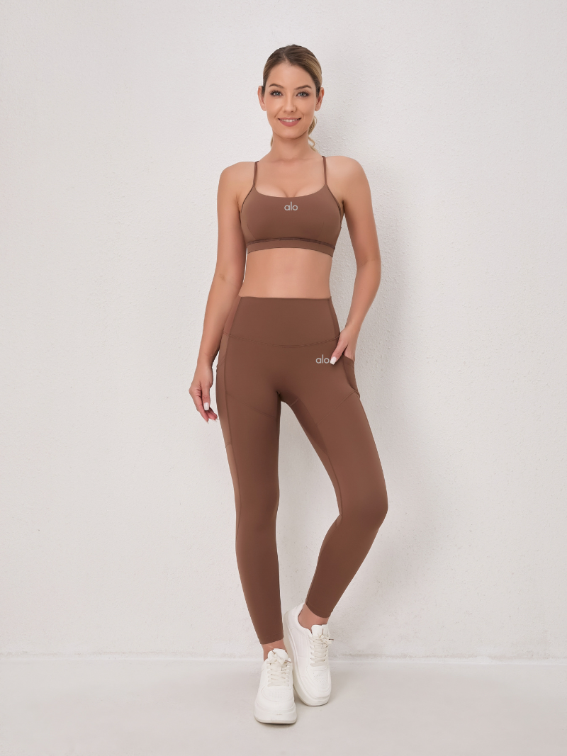 zalo5111  Women's sports bra with thin shoulder straps, yoga bra set, high waisted yoga pants clothing