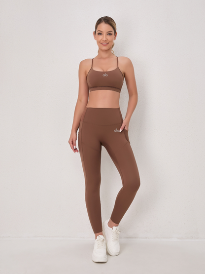 zalo5111  Women's sports bra with thin shoulder straps, yoga bra set, high waisted yoga pants clothing
