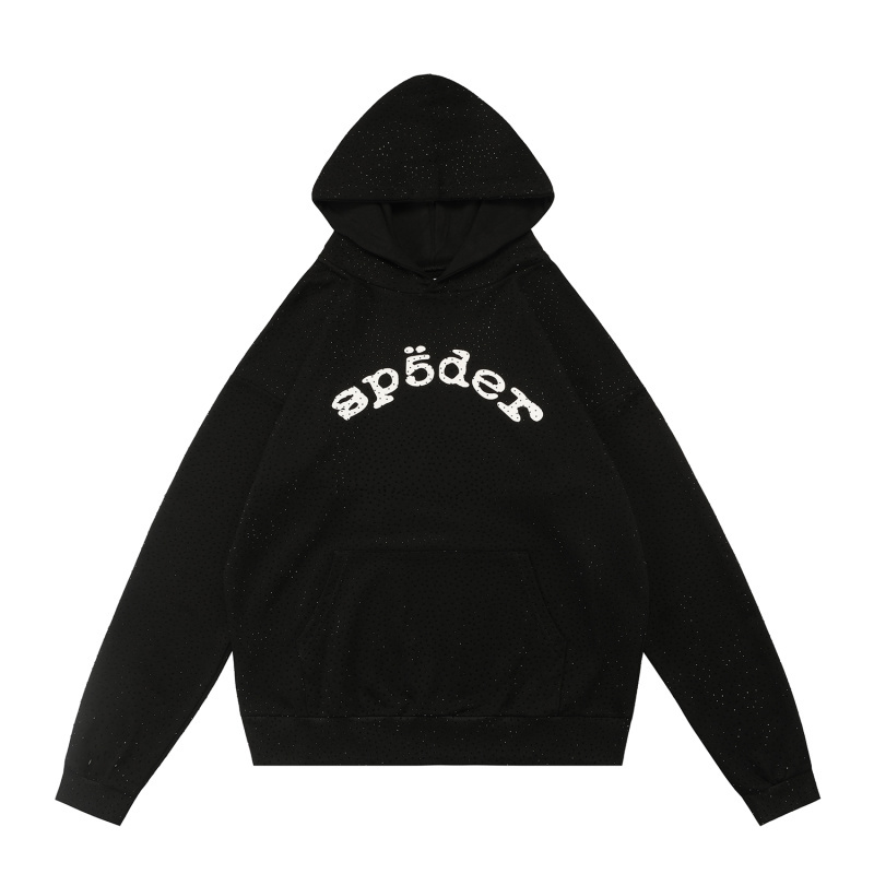 SPC13 New men's and women's autumn and winter pure cotton looped fabric zipper jacket hoodie, full body hot diamond style clothing