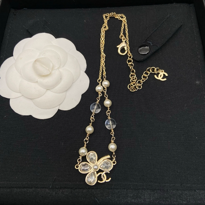 CHN105 Women's new four leaf clover crystal diamond necklace jewelry