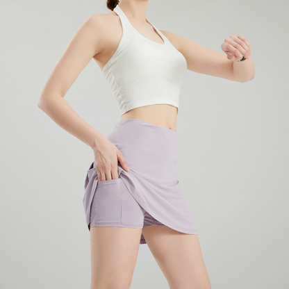 zalo3118  Women's naked training, running, fitness, yoga short skirt, anti glare double-layer quick drying tennis skirt clothing