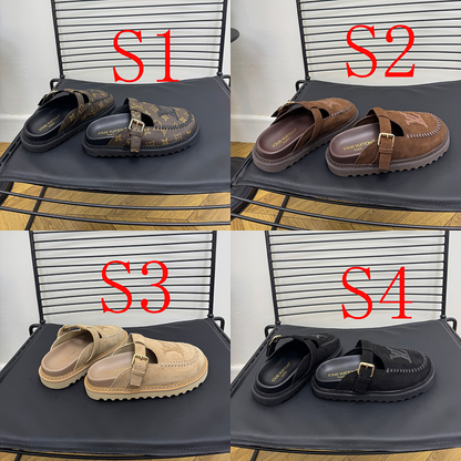GLS14 Women slipper Leather Sole Shoes 35-41 with box