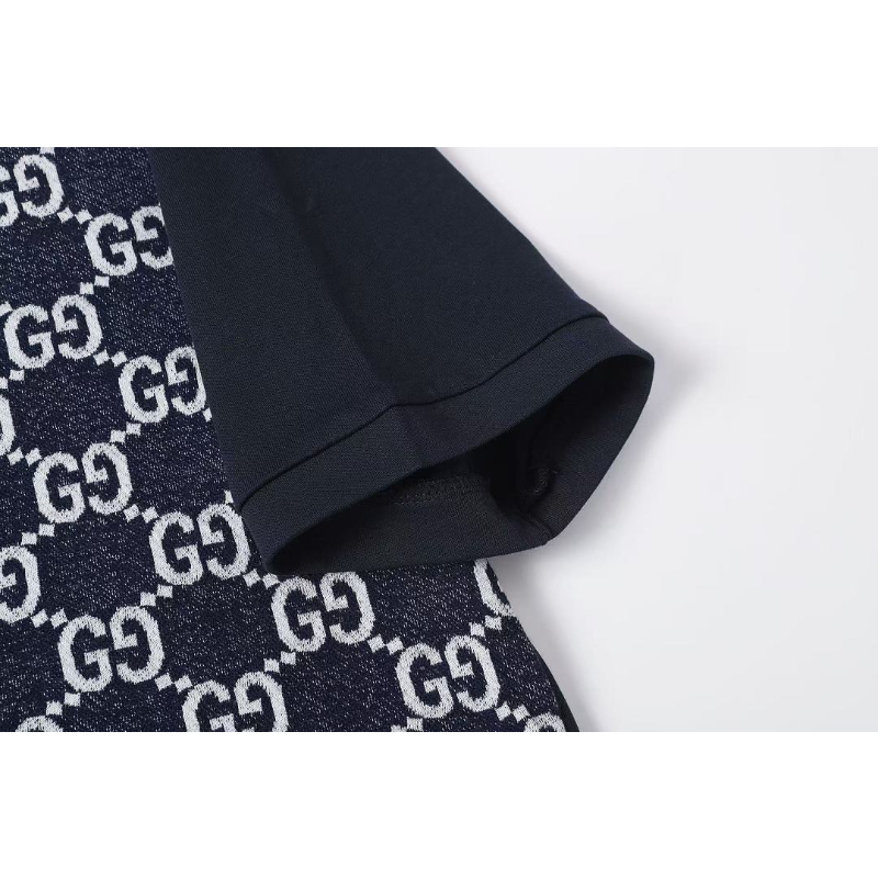 GUC031 New Summer Men's Polo Top with High Quality Beaded Pulling Frame Cotton Fabric Clothing